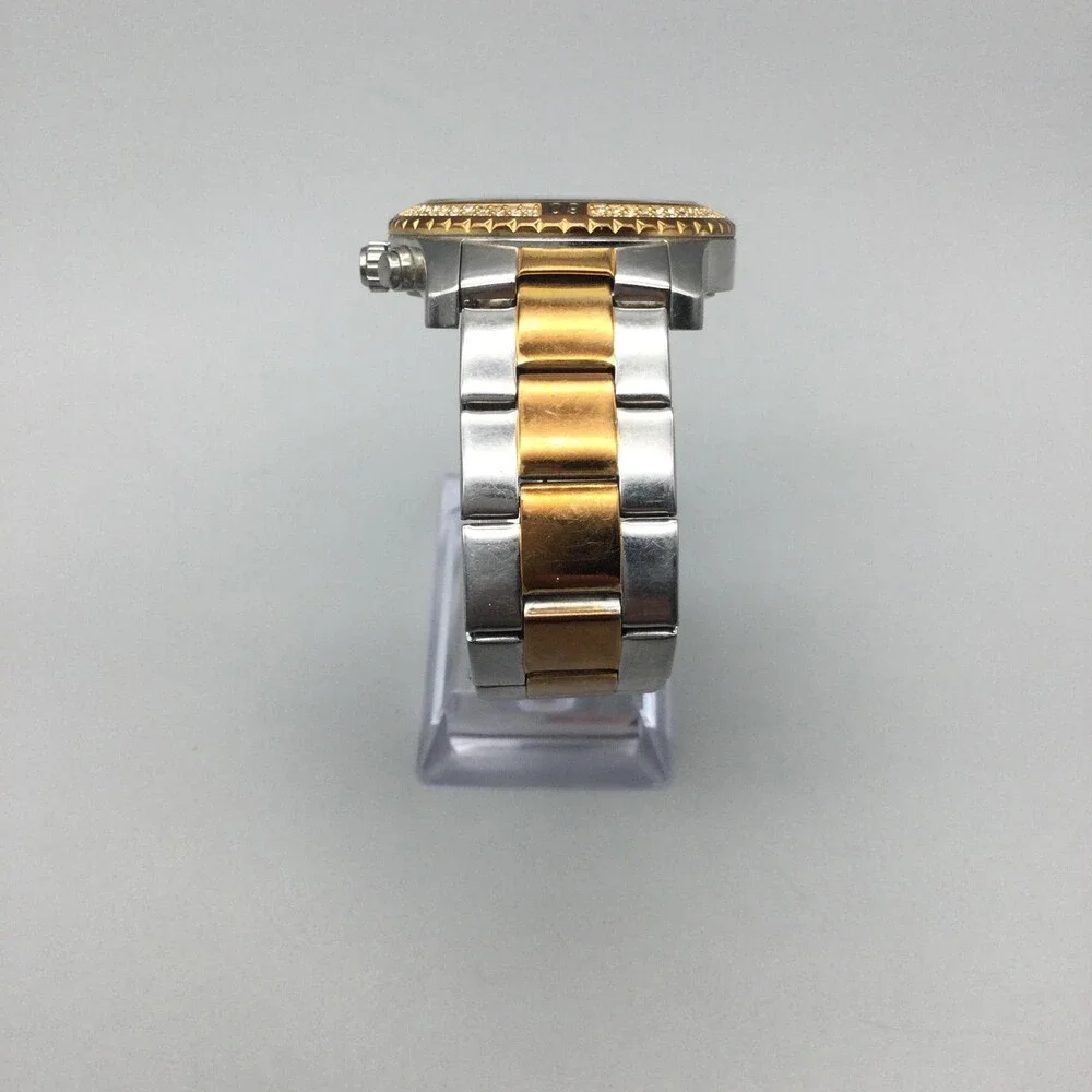 Guess Womens Watch 38mm Rose Gold Two Tone Crystal Bezel New Battery 6.5